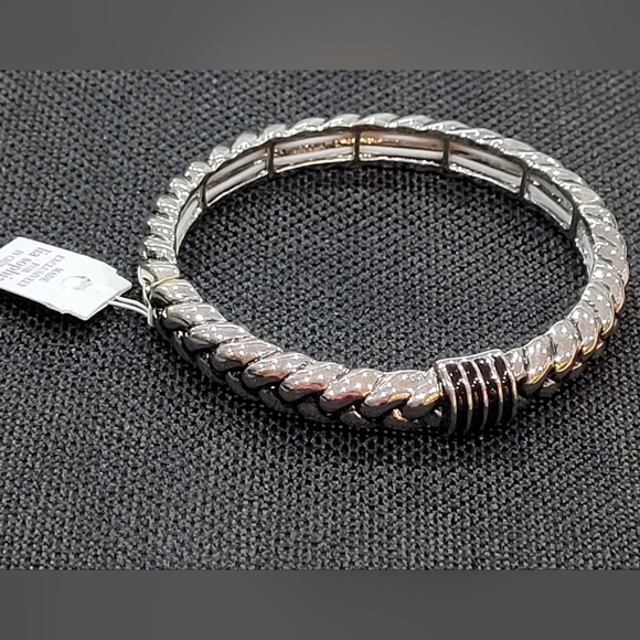 Lia Sohia Braided Design Stretch Bangle Bracelet - Picture 11 of 11